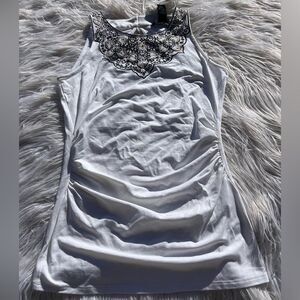 White House Black Market 💫Ivory White Embroidered Sleeveless Blouse💫XXS